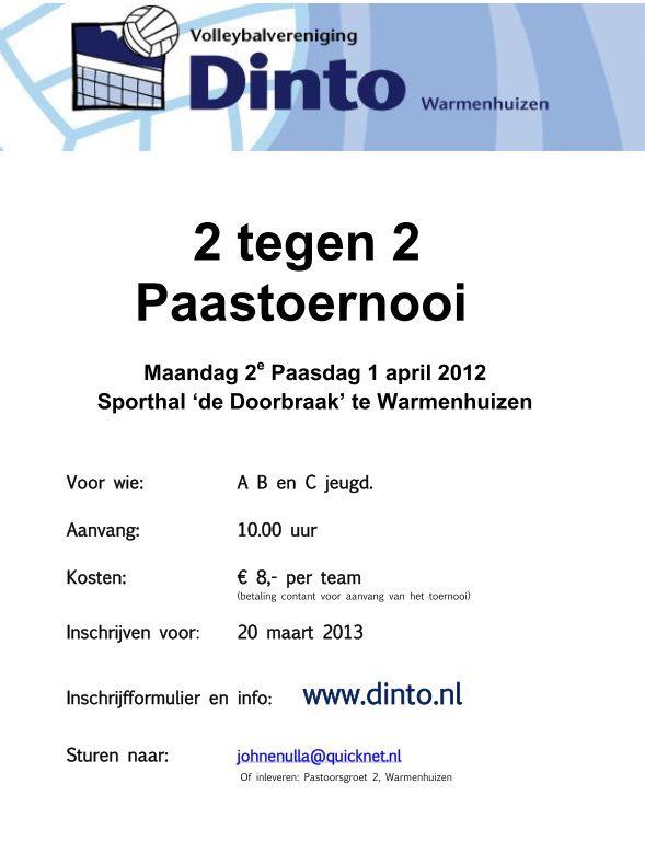 Dinto 2x2 Paastoernooi