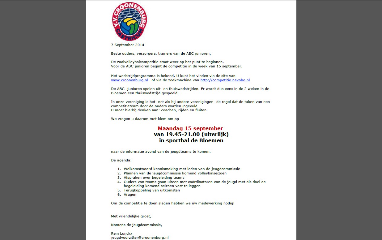 Informatie-avonden Jeugd ABC (ma 15 sept) en Jeugd CMV (woe 17 sept)