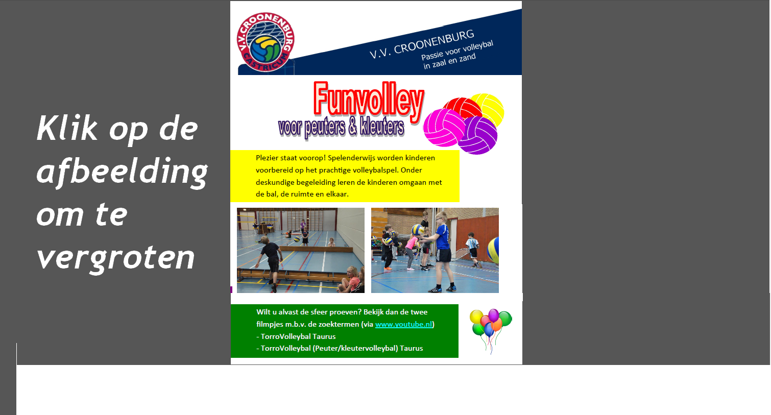 Croonenburg start FUNVOLLEYBAL voor kinderen van 2,5 tot 6 jaar