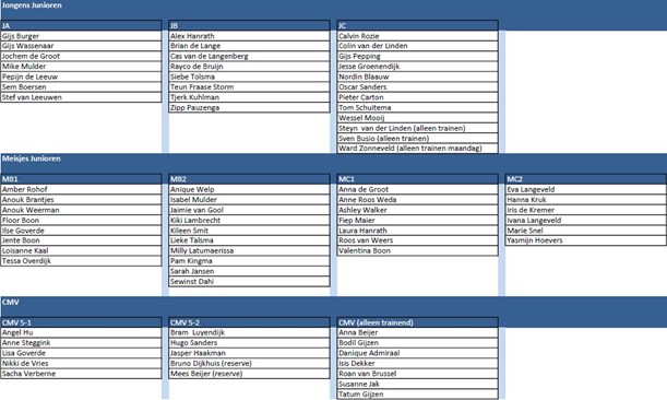 Indeling 2015-2016 voorjaarscompetitie