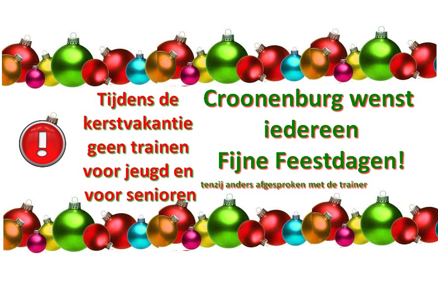Geen training in de kerstvakantie (tenzij anders is afgesproken met de trainer)