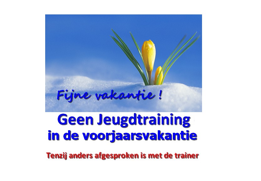 In de vakantie is er voor de jeugd geen trainen