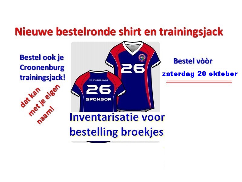 Nieuwe bestelronde voor shirtjes & trainingsjack / Inventarisatieronde broekjes.