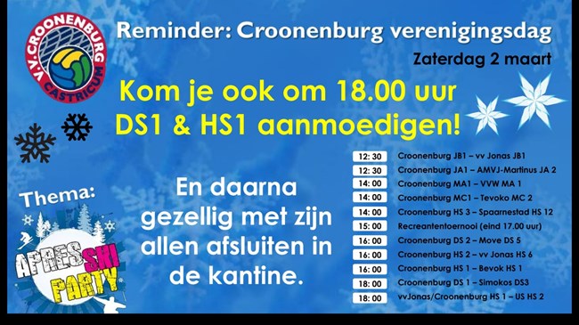 Verenigingsdag 2 maart kom kijken
