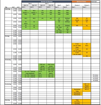 Trainingstijden