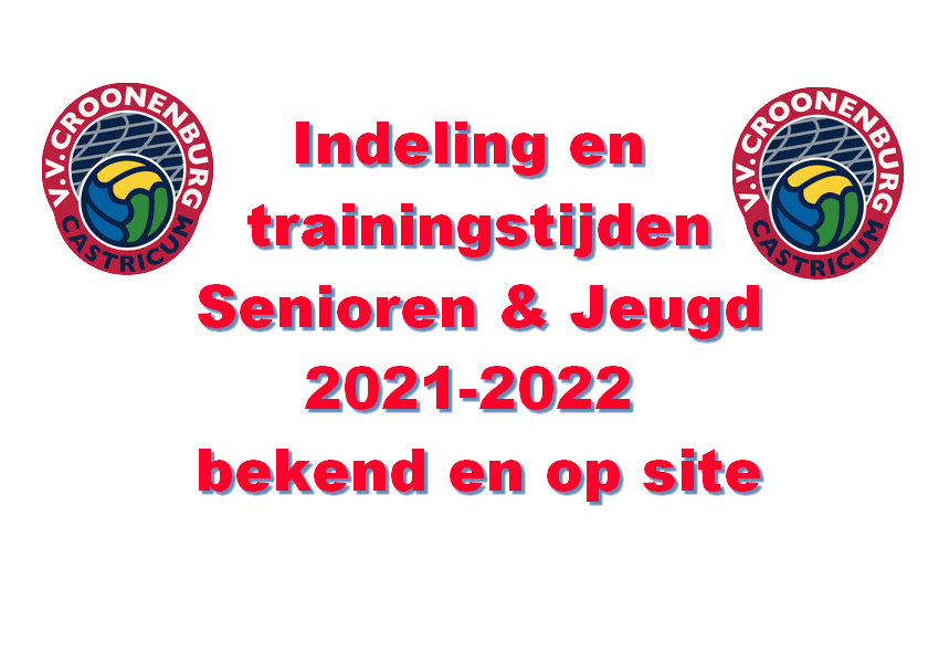 Indeling en trainingstijden op de teampagina's van de site