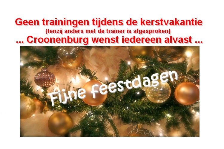 Vanaf 24 december t/m 8 januari geen training voor zowel jeugd als senioren