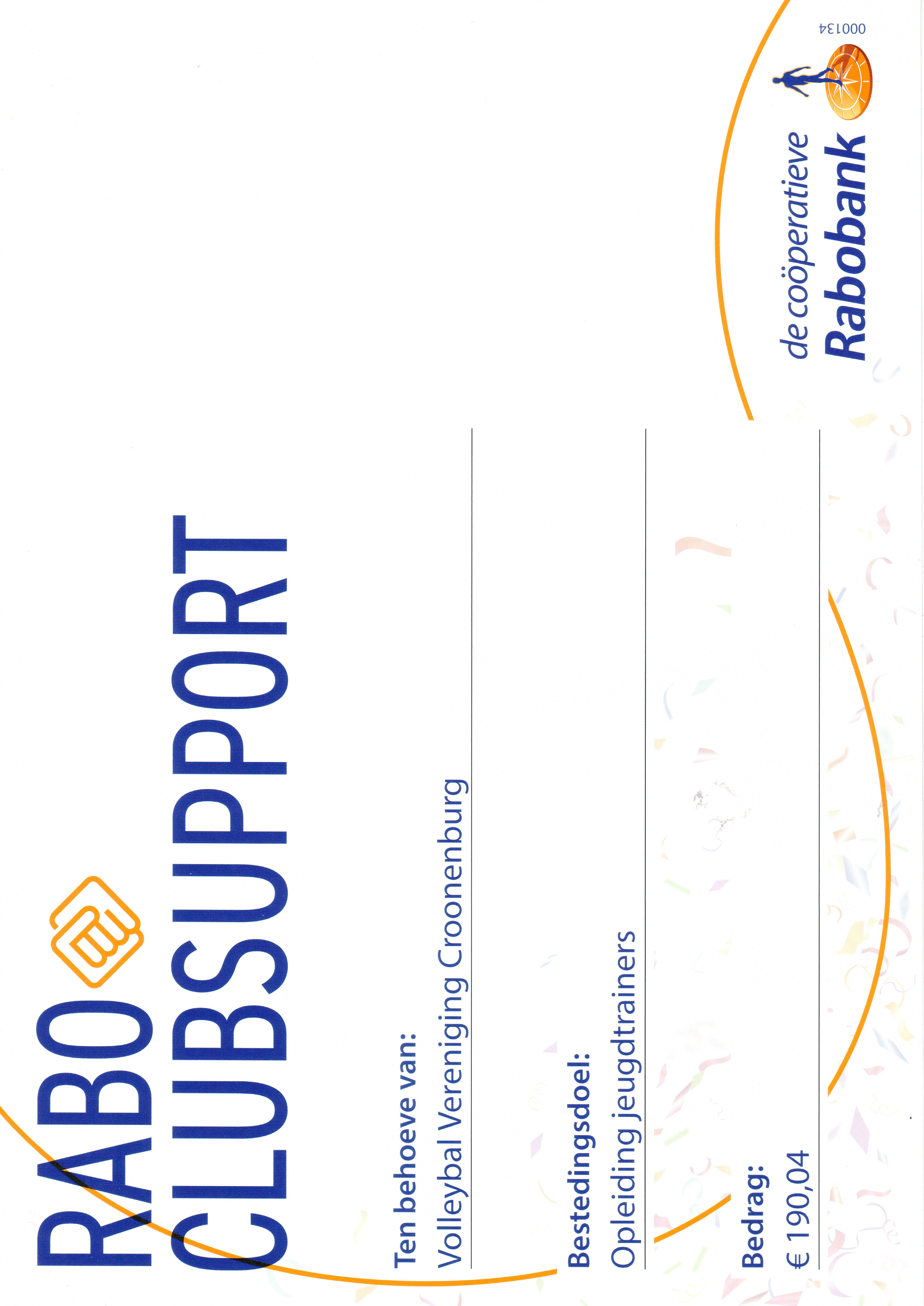 Opbrengst Rabo Clubsupport!