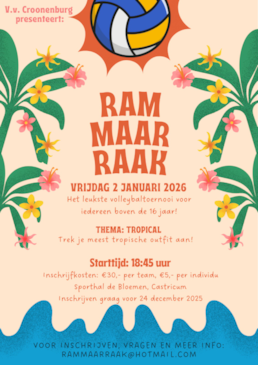 RAMMAARRAAK Toernooi 2 januari a.s.