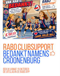 Opbrengst RABO Clubsupport bekend!